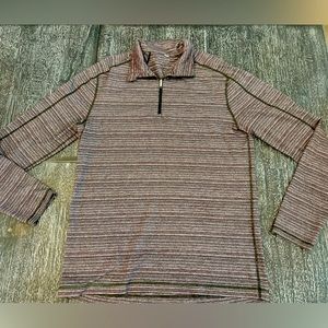 Lululemon Surge Warm 1/2 Zip in Polar Night Stripe Cherry Gator Green